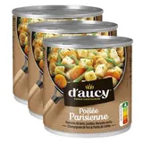 D'aucy Poêlée Parisienne- Pommes de Terre, Carottes, Haricots Verts, Champingons de Paris en conserve, Lot de 3x290g