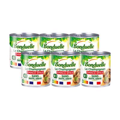 Bonduelle Champignons Emincés Epais sans sulfite et sans additif, Lot de 2 - 3x115g