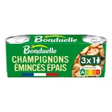 Bonduelle Champignons Émincés Épais sans sulfite et sans additif en conserve, 3x115g
