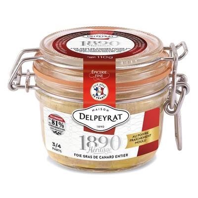 Delpeyrat Foie Gras de canard entier au poivre, 110g
