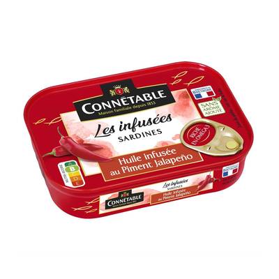 Connetable Sardines à l'Huile Infusée au Piment Jalapeno, 115g