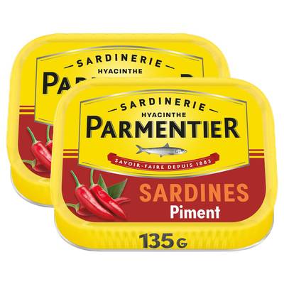 Parmentier Sardines à l'huile d'olive et piment, Lot de 2x135g