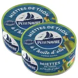 Petit Navire Miettes de Thon Huile d'Olive Vierge Extra en conserve, Lot de 2x160g