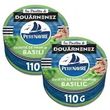 Petit Navire Émietté de thon mariné Basilic en conserve, Lot de 2x110g