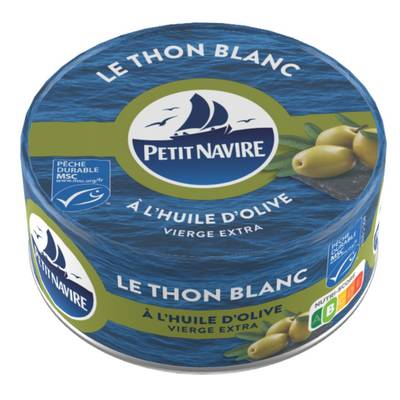 Petit Navire Thon Blanc à l'Huile d'Olive Vierge Extra MSC, 140g