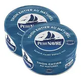 Petit Navire Thon Entier au Naturel Albacore en conserve, Lot de 2x185g