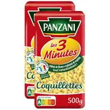 Panzani Pâtes Coquillettes Cuisson Rapide 3 minutes, Lot de 2x500g