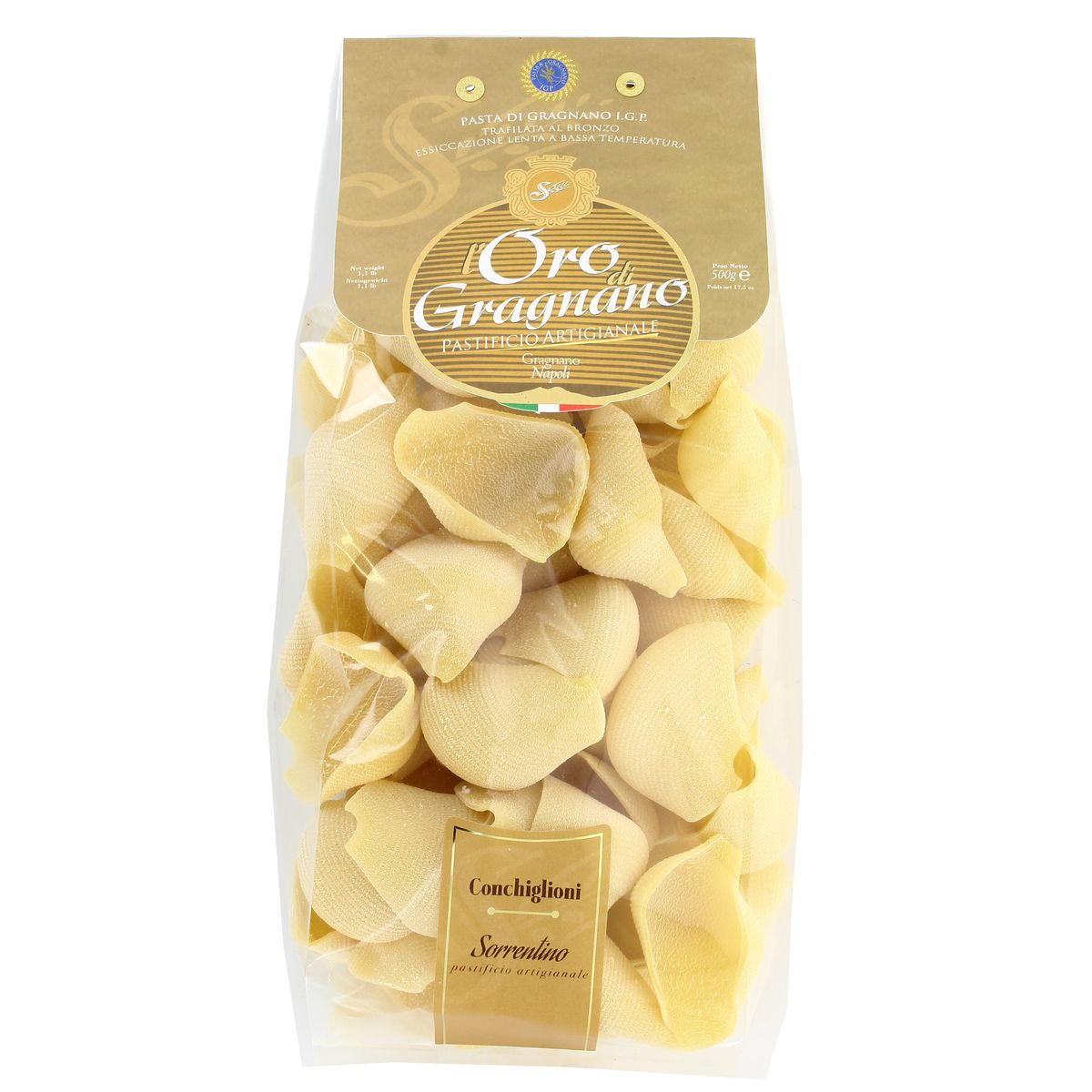 L'Oro Di Gragnano Pâtes Conchiglioni artisanales de Naples IGP Premium, 500g