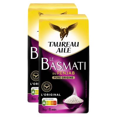 Taureau Ailé Riz Basmati du Penjab Long Grain, Lot de 2x1kg
