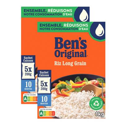 Ben's Original Riz Long Grain 10 minutes Sachet Cuisson, Lot de 2 - 5x200g