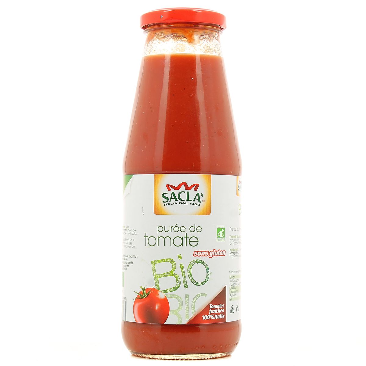 Sacla Purée de tomate Bio sans gluten, 680g