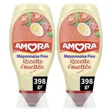 Amora Mayonnaise fine recette fouettée en Flacon Souple Squeeze Top Down, Lot de 2x398g