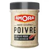 Amora Sauce gourmet poivre aux baies roses concassées en bocal, 188g