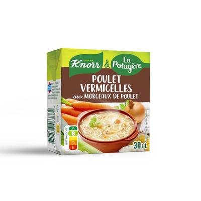 Knorr & La Potagère Soupe Poule Vermicelles aux petits légumes et morceaux de volaille, 30cl
