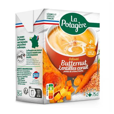 La Potagère Soupe Velouté Butternut, Lentilles Corail Pointe de Crème Fraîche, 75cl