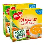 Liebig Soupe Velouté 10 Légumes et Crème Fraîche - Soupe liquide en brique individuelle, Lot de 2x2x30cl