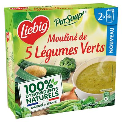 Liebig Soupe Mouliné de 5 Légumes Verts, 2x30cl