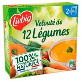 Liebig Soupe Velouté de 12 Légumes au fromage frais - Soupe liquide en brique individuelle, 2x30cl