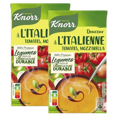 Knorr & La Potagère Soupe Douceur à l'italienne tomates, mozzarella, Lot de 2x1L