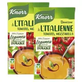 Knorr & La Potagère Douceur à l'italienne tomates, mozzarella Soupe liquide en brique familiale, Lot de 2x1L