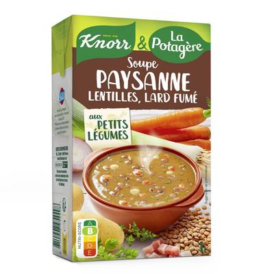 Knorr & La Potagère Soupe Paysanne- Lentilles, Lard fumé aux petits légumes, 1L