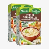 Knorr & La Potagère Poule Vermicelles aux petits légumes et morceaux de volaille Soupe liquide en brique familiale, Lot de 2x1L