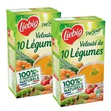 Liebig Soupe Velouté de 10 légumes - Soupe liquide en brique familiale, Lot de 2x1L