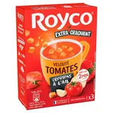 Royco Soupe Velouté de Tomates et Croutons à l'ail instantantée en sachet individuel, 83g