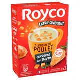 Royco Soupe Suprême de Poulet et Croutons au Thym instantantée en sachet individuel, 62g