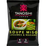 Tanoshi - Japon Soupe Miso Légumes et Wakamé en sachet pour 3, 65g