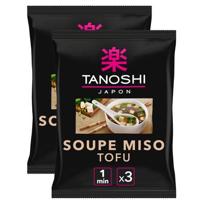 Tanoshi - Japon Soupe Miso au tofu - Instantanée, Lot de 2x60,9g