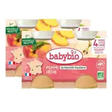 Babybio Pêche Pomme d'Aquitaine bio Pot Bébé dès 4 mois, Lot de 2 - 2x130g