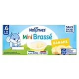 Naturnes® - P'tit Brassé Mini Dessert lacté Banane Sans Sucres Ajoutés Coupelle Bébé dès 4 mois, 6x50g