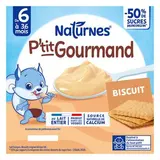 Naturnes® - P'tit Gourmand Dessert Lacté Biscuit Coupelle Bébé Dès 6 mois, 4x100g