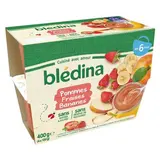 Blédina Pommes, Fraises, Bananes Coupelle Bébé Dès 6 mois, 4x100g