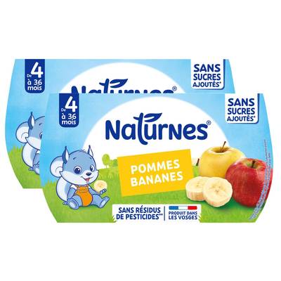 Naturnes® Pomme banane Bol Bébé Dès 4 mois, Lot de 2 - 4x130g