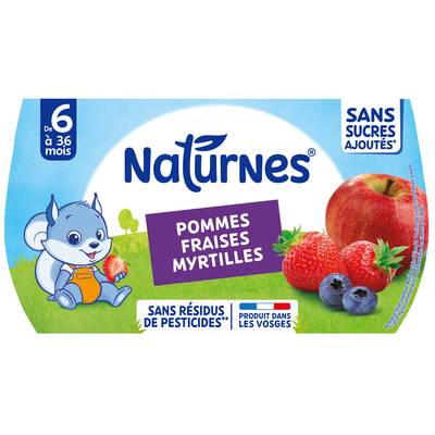 Naturnes® Pomme fraise myrtille Bol Bébé Dès 6 mois, 4x130g