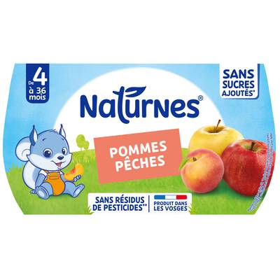 Naturnes® Pomme pêche Bol Bébé Dès 4 mois, 4x130g