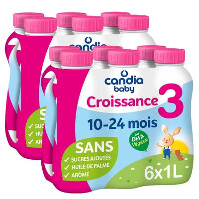 Candia Baby Lait de Croissance 3ème âge Liquide Bébé Dès 10 Mois, Lot de 2 - 6x1L