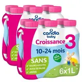 Candia Baby Lait de Croissance 3ème âge Liquide Bébé Dès 10 Mois, Lot de 2 - 6x1L