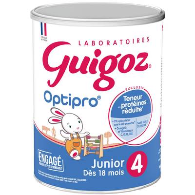 Guigoz Lait de Croissance Junior Optipro 4è âge en Poudre Bébé Dès 18 Mois, 900g