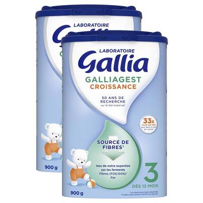 Laboratoire Gallia Lait de Croissance Galliagest 3ème âge en poudre Bébé Dès 12 Mois, Lot de 2x900g