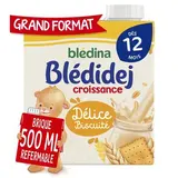 Blédina - Blédi'dej Céréales Lactées Délice Biscuité Dès 12 mois, 50cl