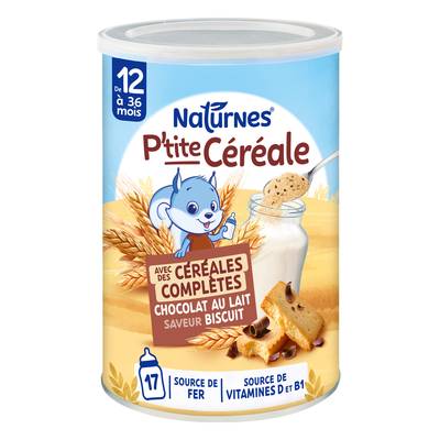 Naturnes® - P'tite Céréale Céréales complètes chocolat au lait saveur biscuit Bébé dès 12 mois, 415g