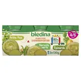 Blédina Petits pois Haricots verts Epinards Pots Bébé dès 4 mois, 3x130g