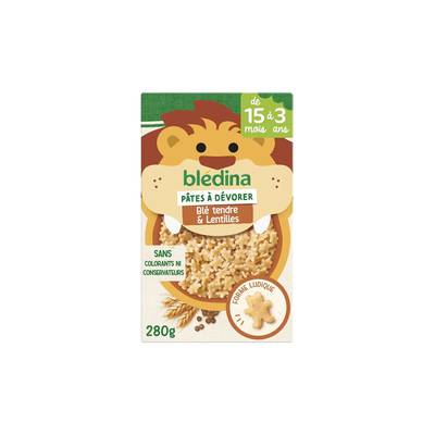 Blédina Pâtes Blé tendre et Lentilles Assiette Bébé dès 15 mois, 280g