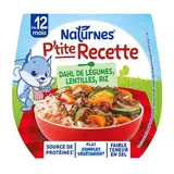 Naturnes® - P'tite Recette Dahl de légumes lentilles riz bol bébé dès 15 mois, 2x200g