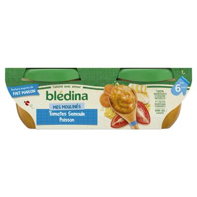 Blédina - Mes Moulinés Tomate Semoule Poisson Bol Bébé Dès 6 mois, 2x200g