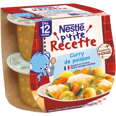 Naturnes® - P'tite Recette Curry de Poisson Bol Bébé Dès 12 mois, 2x200g