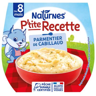 Naturnes® - P'tite Recette Parmentier de Cabillaud Bol Bébé Dès 8 mois, 2x200g